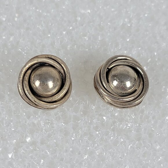 Vintage MEXICO TV-139 925 Sterling Silver Stud Earrings 12.8mm Pierced Post - Picture 1 of 5